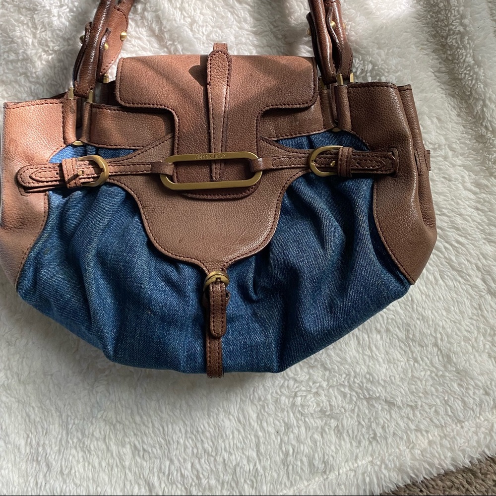 Jimmy choo bag. Blue denim bag small tulips bag